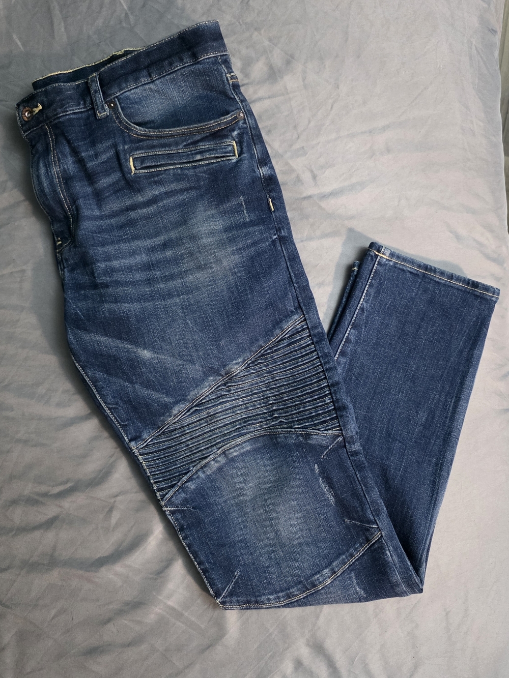 A|X Armani Exchange J27 Zippers Skinny Biker Moto Jeans 38/32 Designer Denim